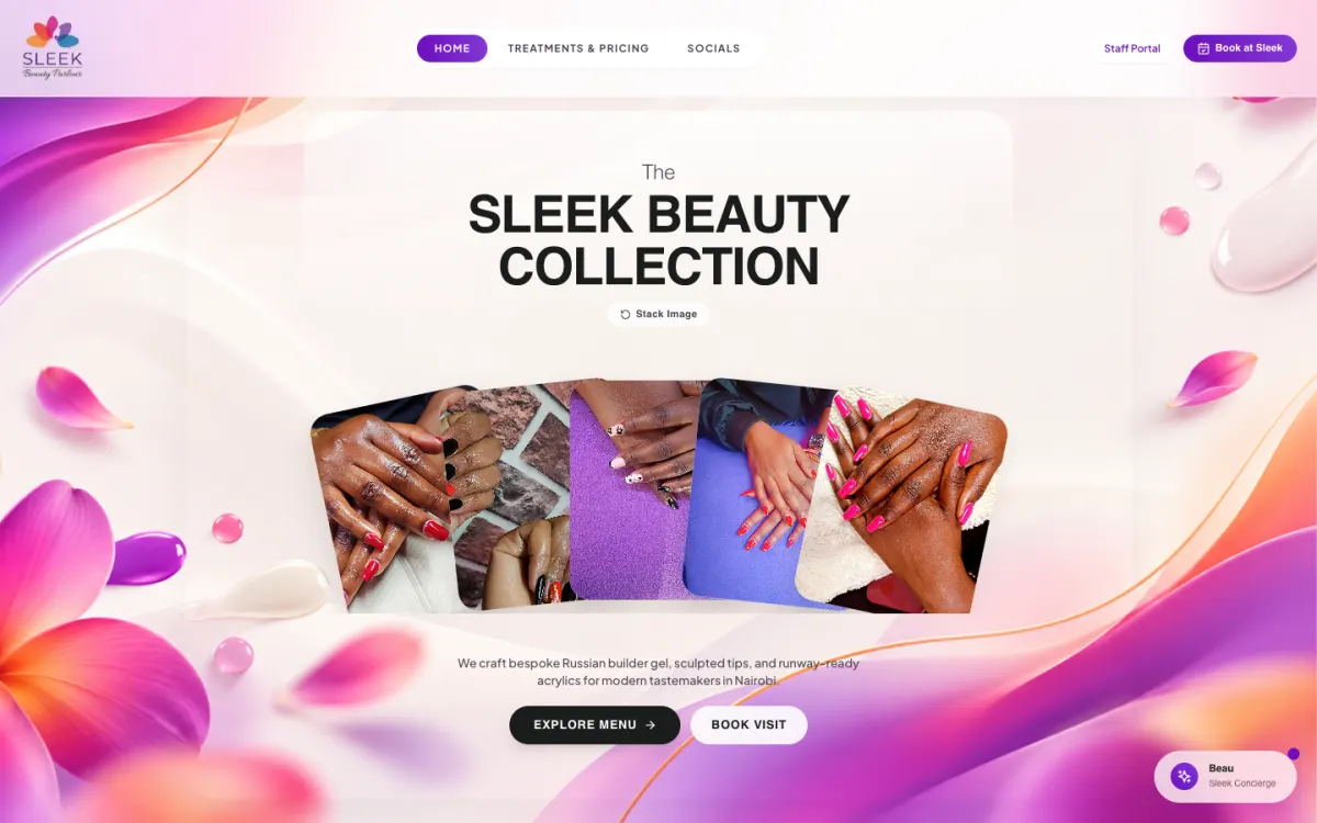 Sleek Beauty Parlour homepage